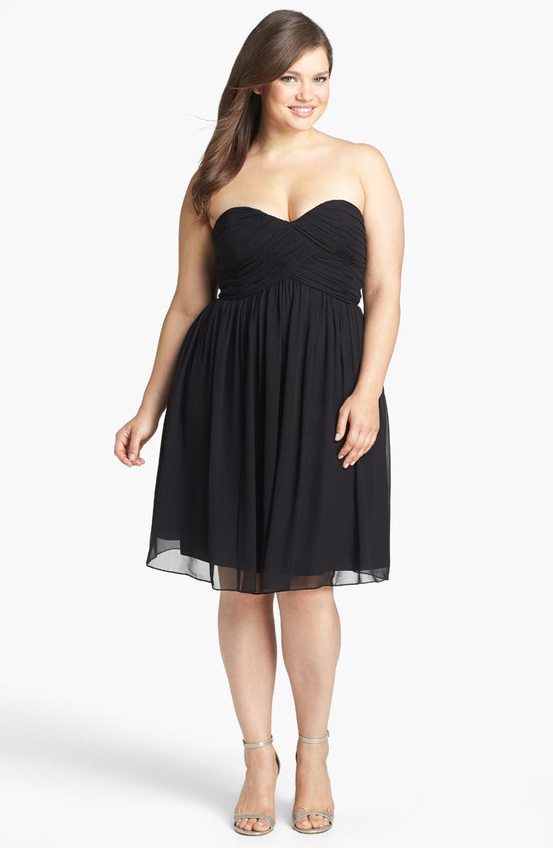 Donna Morgan 'Morgan' Strapless Silk Chiffon Dress, Main, color,