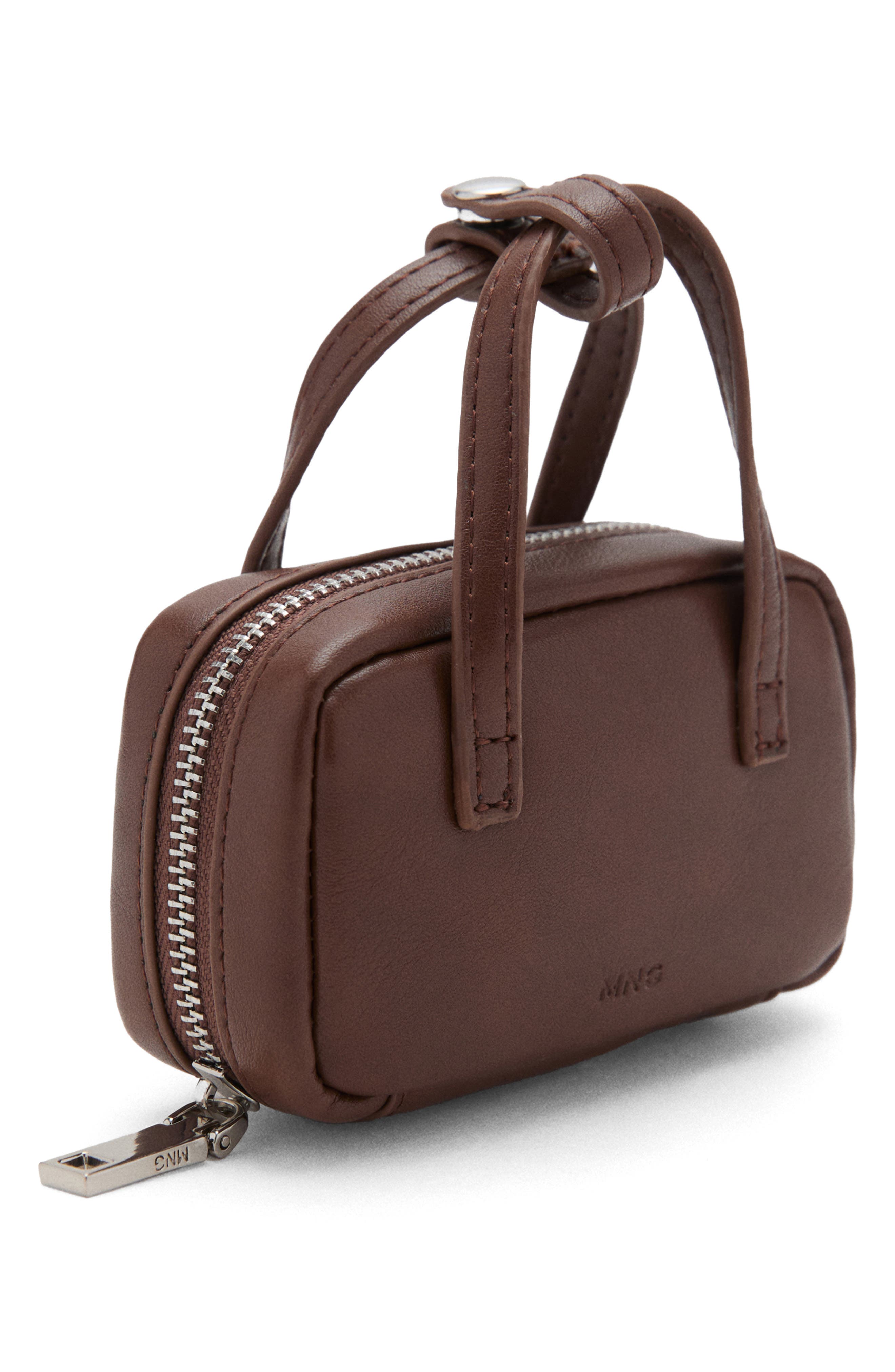 MANGO Faux Leather Bag, Alternate, color, Brown