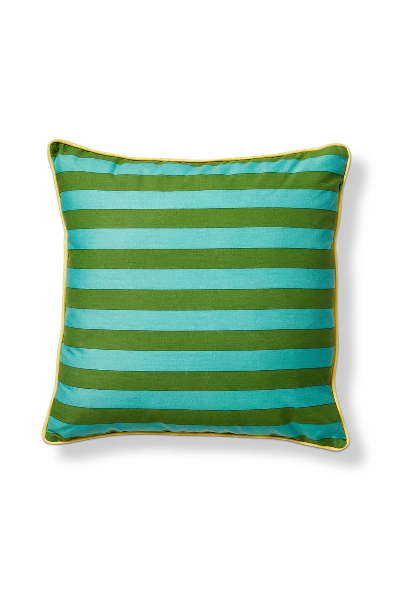 Cabana Stripe Indoor Outdoor Plw Green Multi Cotton Summer, Main, color, Green