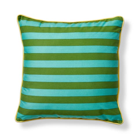 Cabana Stripe Indoor Outdoor Plw Green Multi Cotton Summer