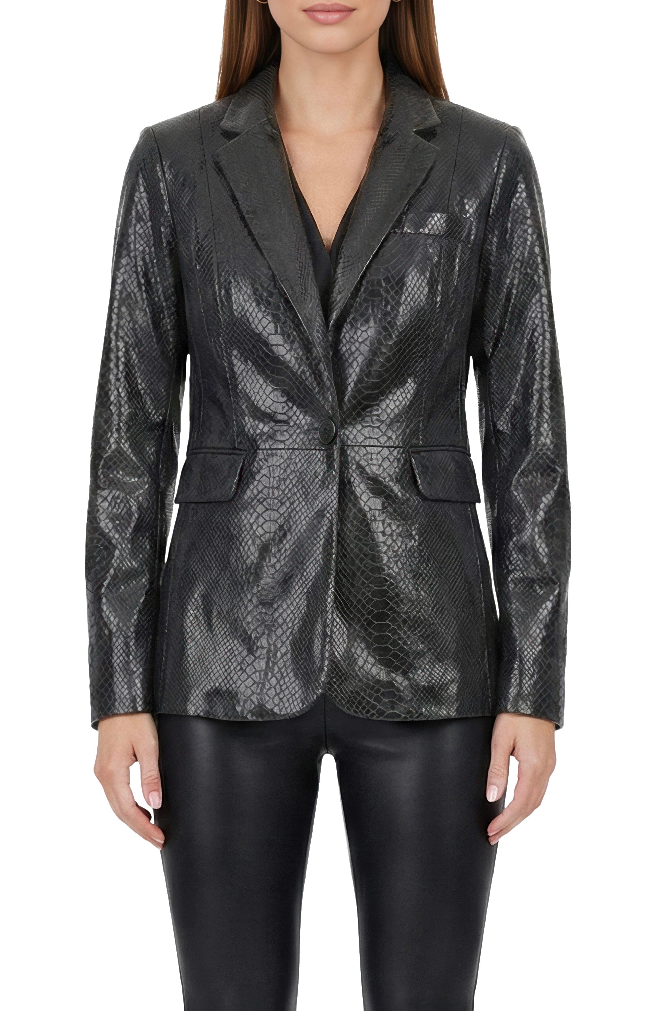 Genuine Metis Suede PythnPrinted Single Breasted Blazer - image 3