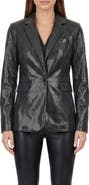 GORSKI Genuine Metis Suede Pythn Printed Single Breasted Blazer