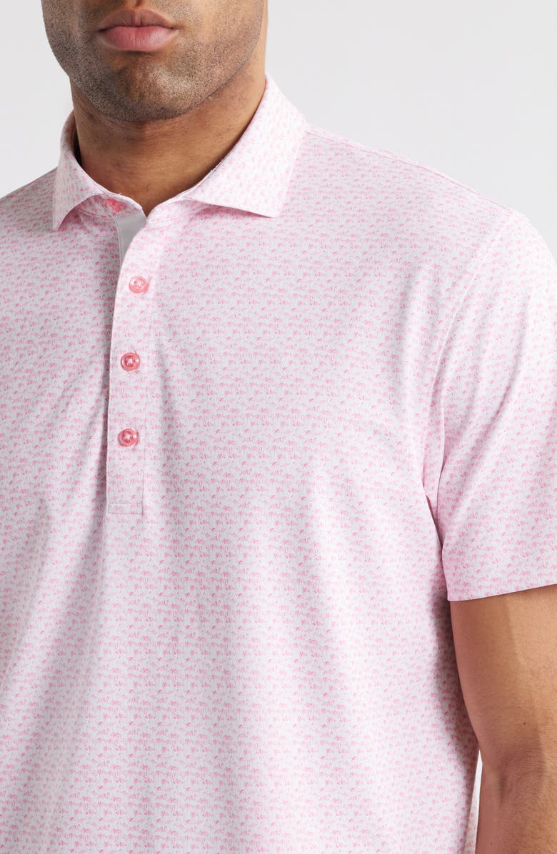 johnnie-O Flock Yeah Flamingo Print PREP-FORMANCE Golf Polo, Alternate, color, Azalea