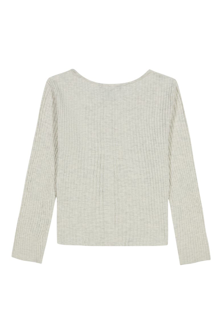 Kids' Pointelle Rib Long Sleeve T-Shirt, Alternate, color, OAT HEATHER