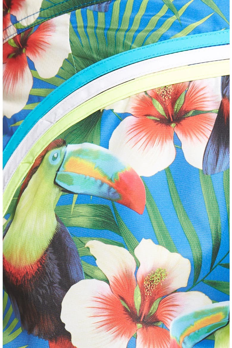 Tropical Print Low Rise Swim Trunks, Alternate, color, OCEAN