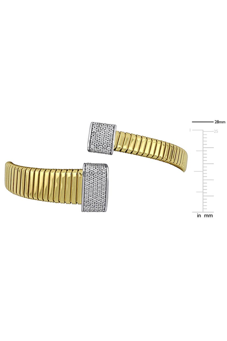 Cubic Zirconia Bypass Bangle Bracelet, Alternate, color, Yellow-Plated