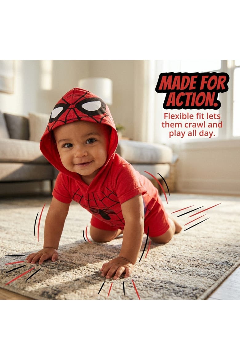 Cosplay Hooded Romper, Alternate, color, Spider Man Red