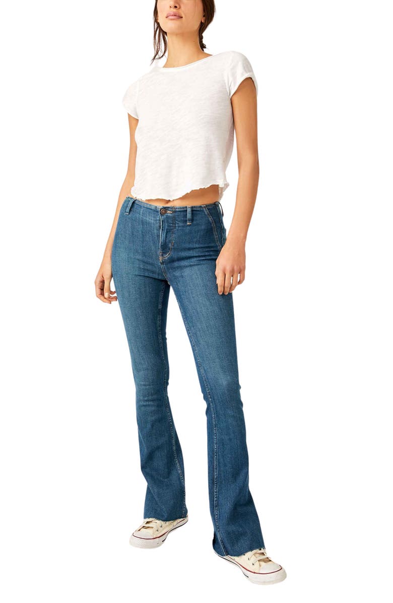 Free People Level Up Side Slit Bootcut Jeans, Alternate, color,