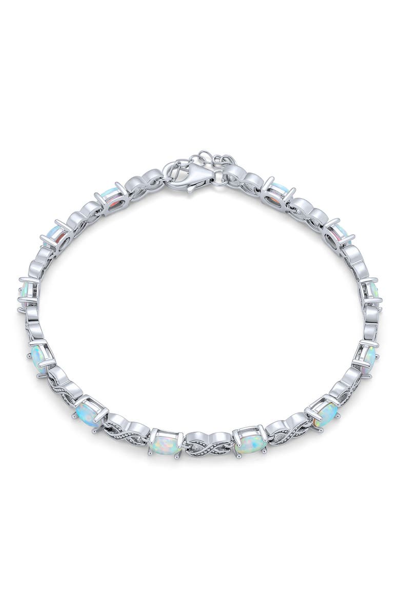 BLING JEWELRY Sterling Silver Opal Hug Me Bracelet, Alternate, color,