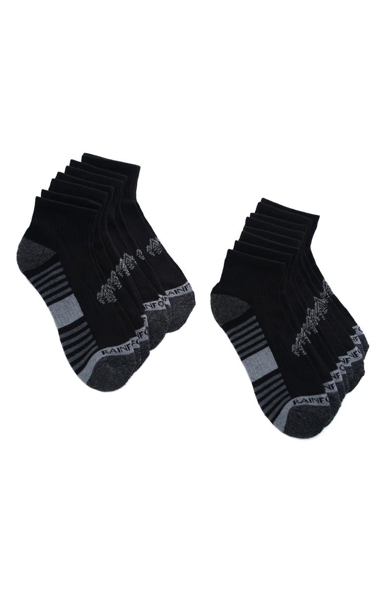 Rainforest 8-Pack Half Cushioned Quarter Socks, Main, color, 