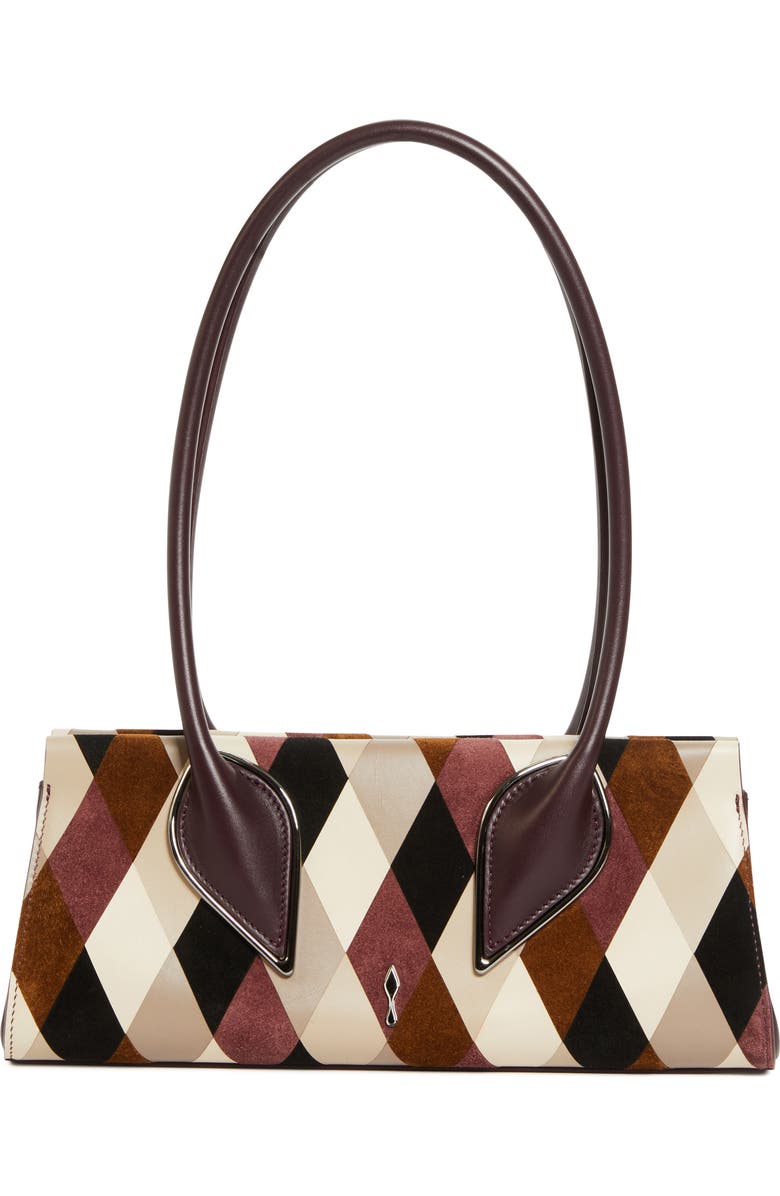 Christian Louboutin Intarsia Diamond Leather Baguette Bag, Main, color, Multi/ Amara