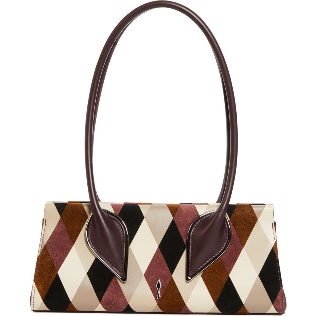 Christian Louboutin Intarsia Diamond Leather Baguette Bag In Multi