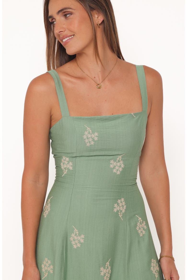 Oregon Embroidered Square Neck Maxi Dress, Alternate, color, GREEN