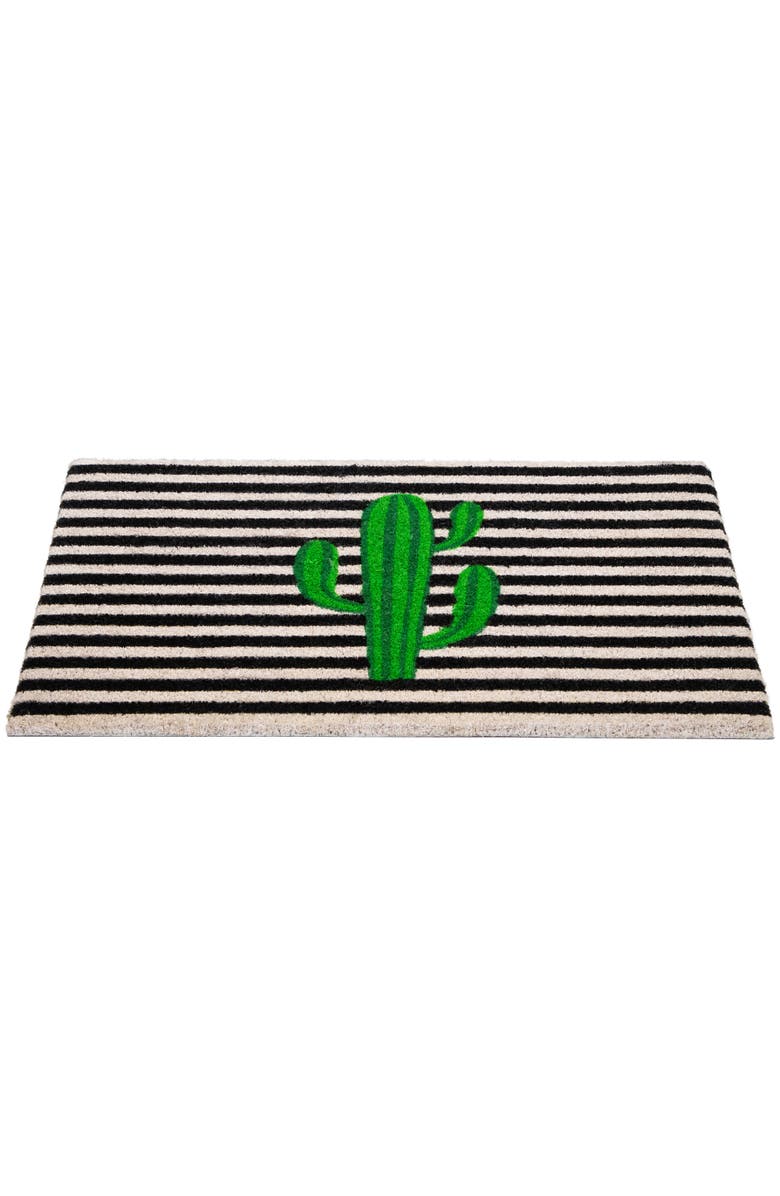Northlight Green Cactus Striped Natural Coir Outdoor Doormat 18" x 30", Alternate, color, Green