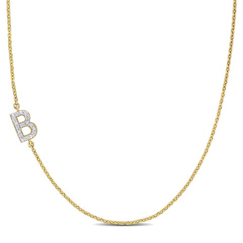 Diamond Initial Necklace 14k Yellow Gold