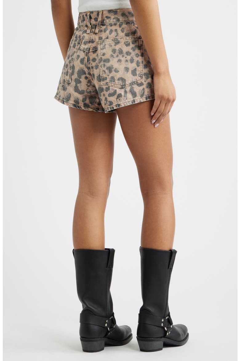 Now or Never Leopard Print Denim Shorts, Alternate, color, BROWN SUGAR COMBO