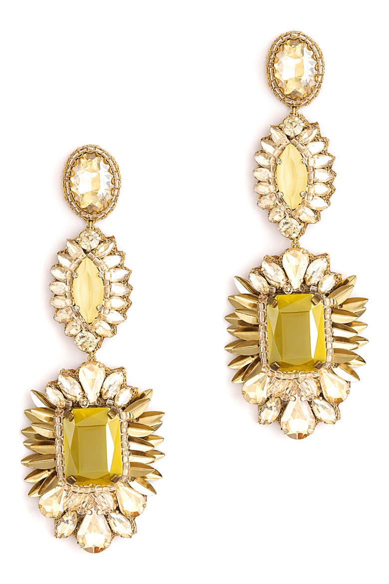 Klara Beaded Crystal Drop Earrings, Main, color, YELLOW