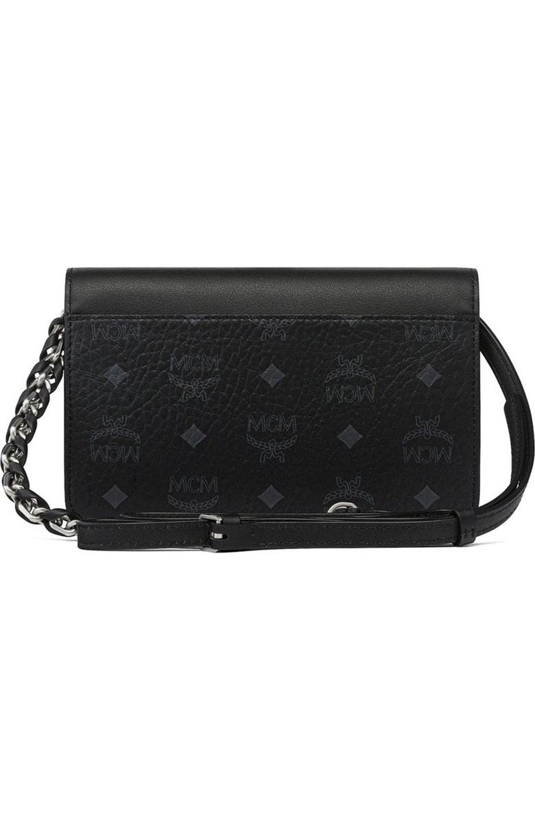 MCM Mini Diamond Shoulder Bag in Visetos Leather Mix, Alternate, color, Black