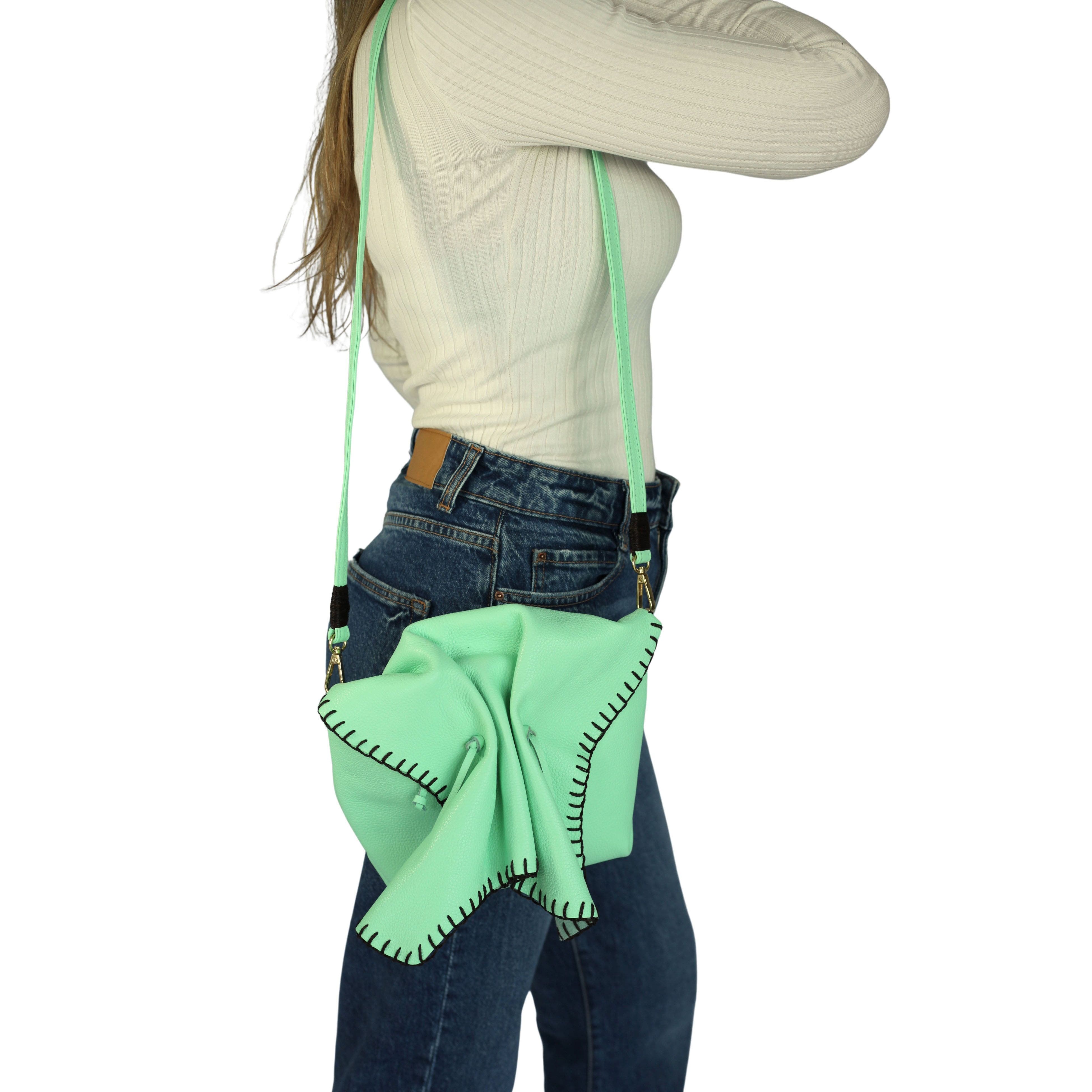 Carlos Falchi Butterfly Leather Bag, Alternate, color, Lime