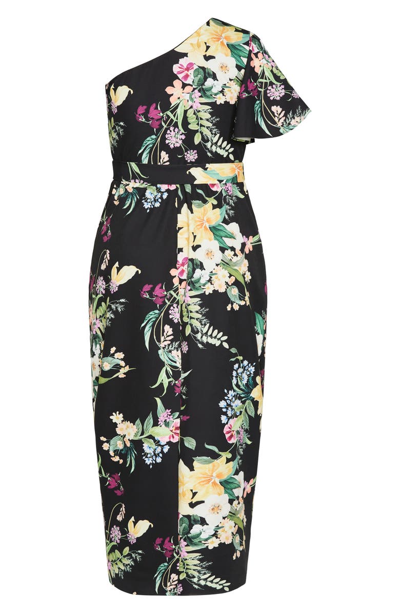 City Chic Bonnie One Shoulder Floral Print Maxi Dress, Alternate, color, 