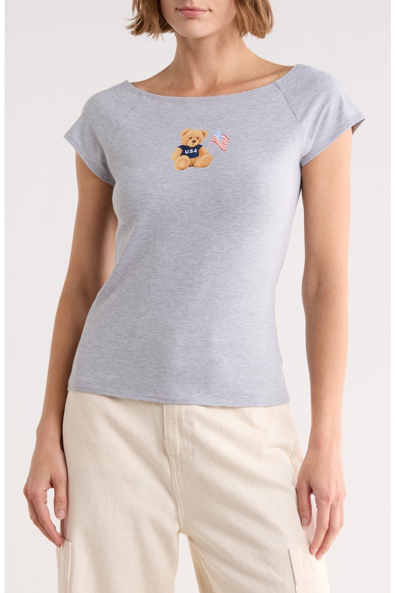 Teddy Bear T-Shirt, Main, color, HEATHER GREY