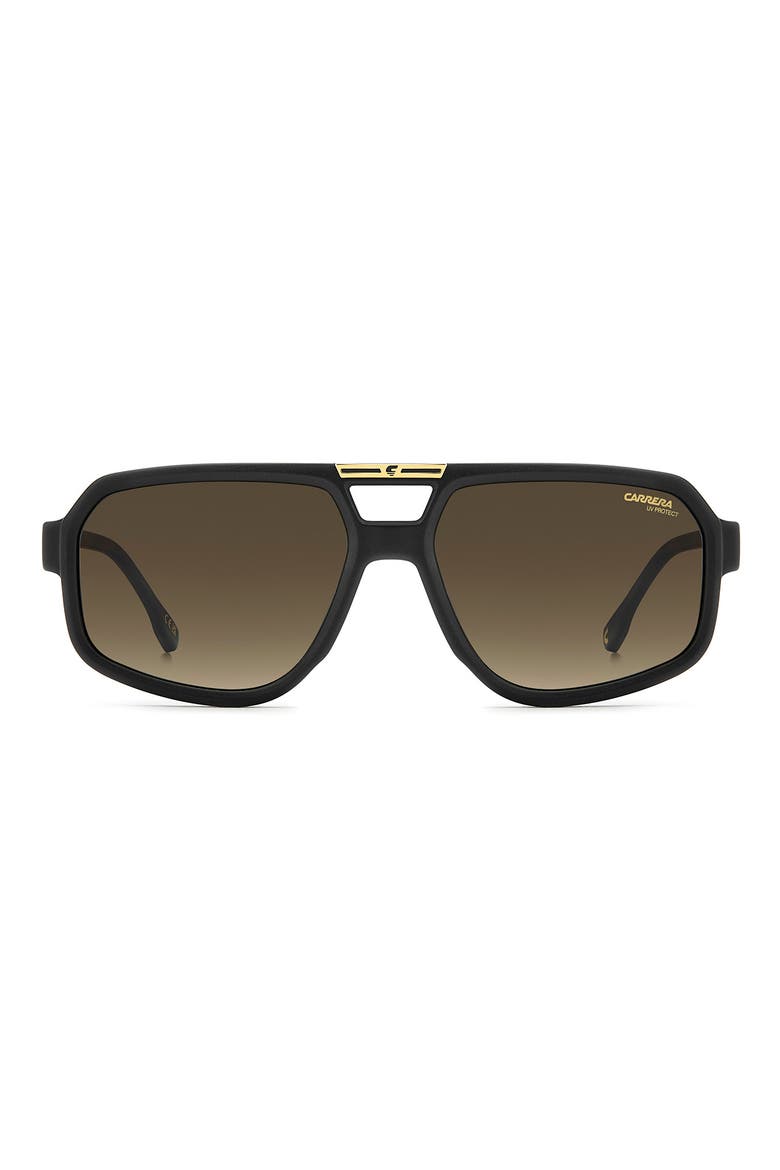 Victory 59mm Gradient Navigator Sunglasses, Main, color, MATTE BLACK/ BROWN/ GREEN