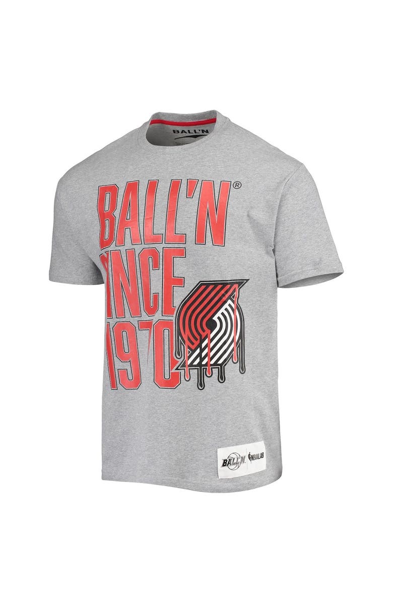 BALL'N Men's BALL'N Heathered Gray Portland Trail Blazers Since 1970 T-Shirt, Alternate, color, Heather Gray
