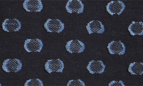 Rizort Jame Dot Print Cotton & Linen Camp Shirt In Navy