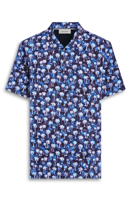 Bugatchi Hendrix Digital Palm Tree Print Pima Cotton Polo In Black