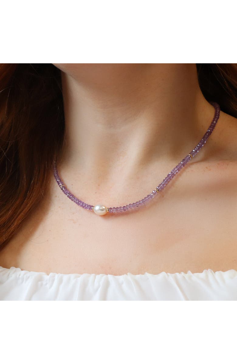 The Lovery Fine Jewelry Amethyst Bead Pearl Necklace, Alternate, color, Purple