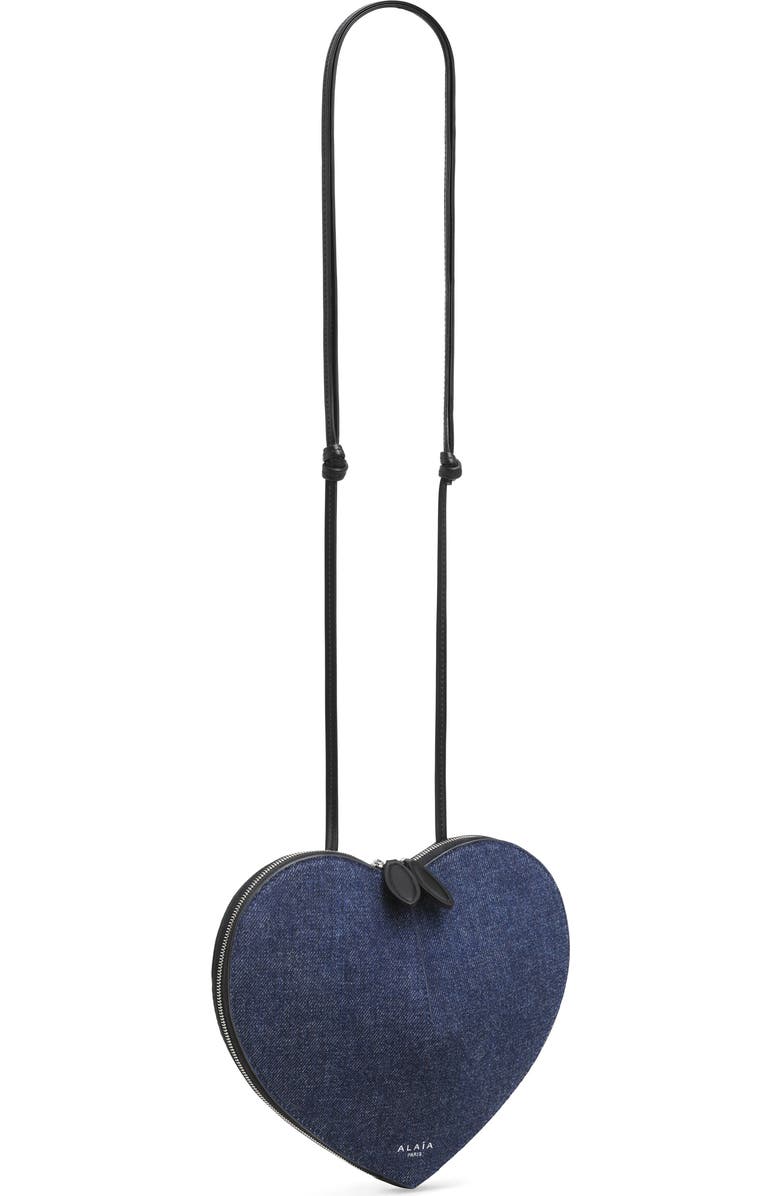 Alaïa Le Coeur Heart Denim Crossbody Bag, Alternate, color, Bleu Denim