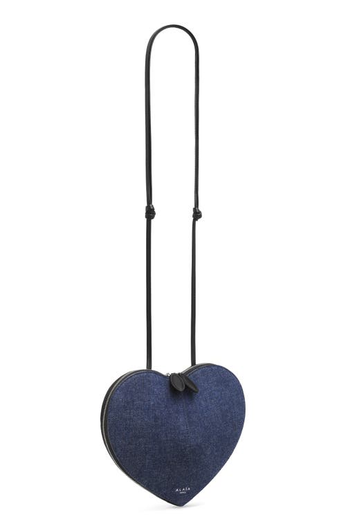 Alaïa Le Coeur Heart Denim Crossbody Bag In Bleu Denim