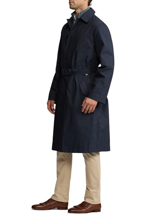 Ralph Lauren Purple Label Technical Wool Trench Coat In Navy