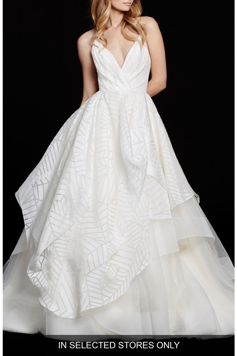 Bahati Beaded Bodice Draped Organza & Tulle Ballgown, Alternate, color, IVORY