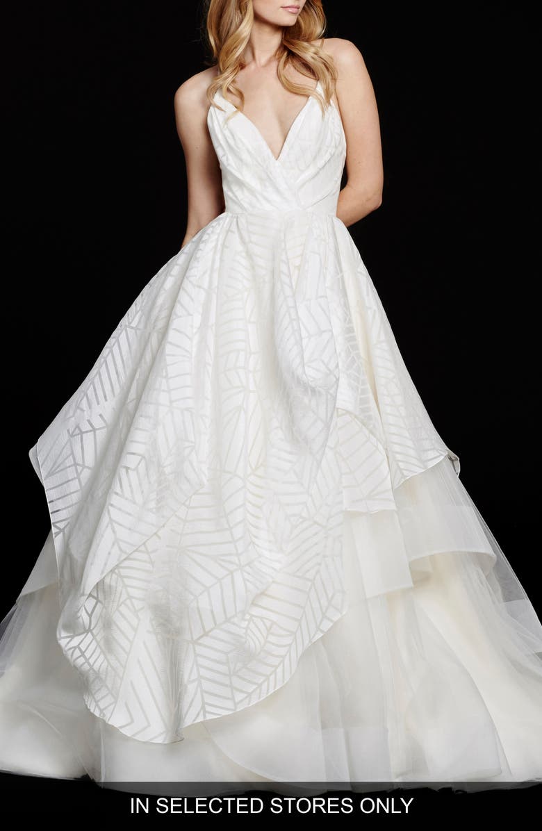 Hayley Paige Bahati Beaded Bodice Draped Organza & Tulle Ballgown, Alternate, color,