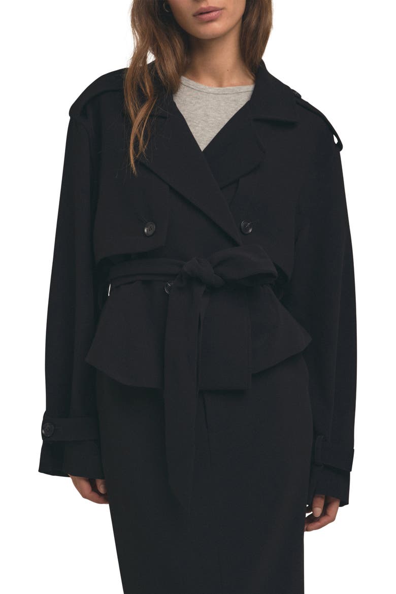 The Charles Crop Trench Coat, Main, color, BLACK