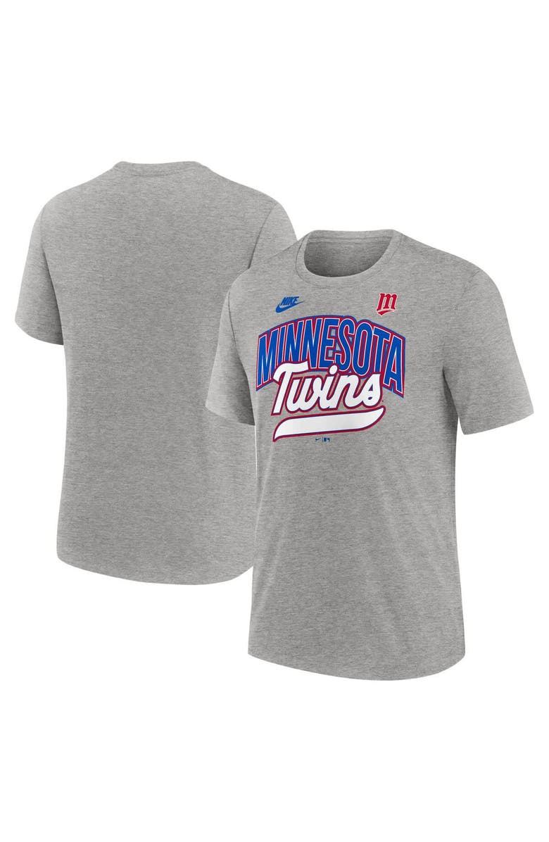 Nike Men's Nike Heather Gray Minnesota Twins Cooperstown Collection Retro Tri-Blend T-Shirt, Main, color, Heather Gray