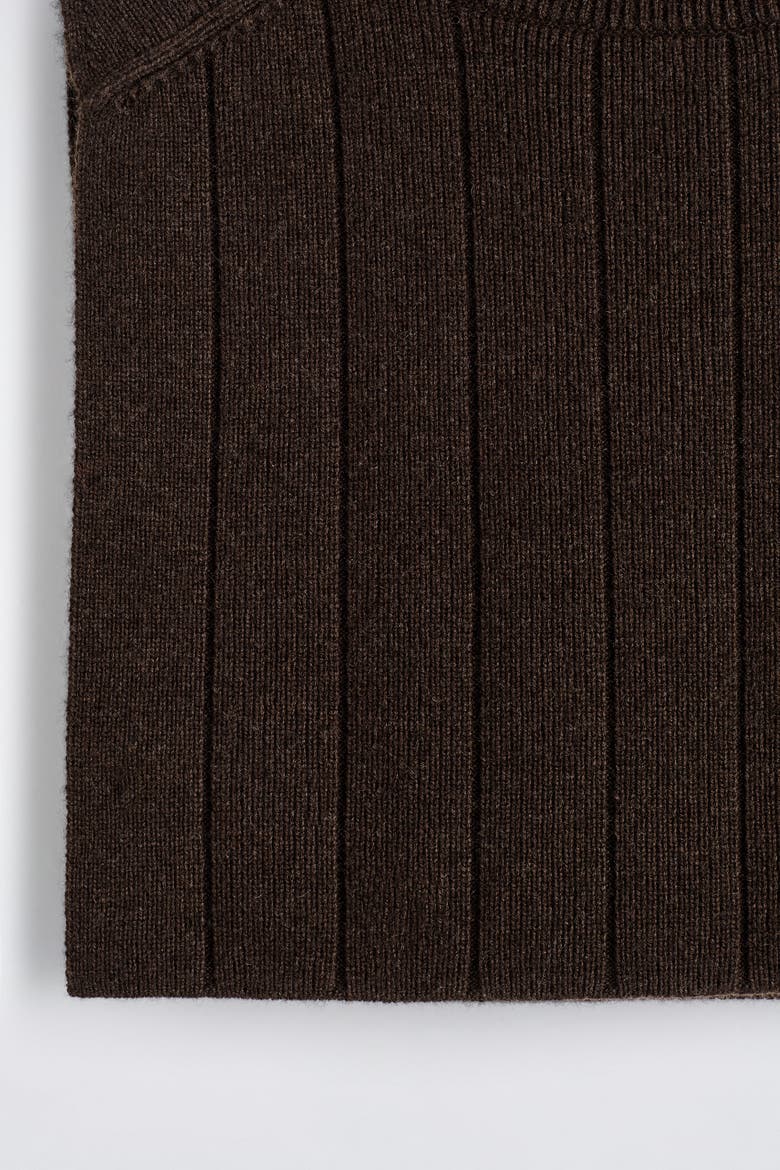 Knitted Wool-Yak Mock-Neck Vest, Alternate, color, DARK BROWN