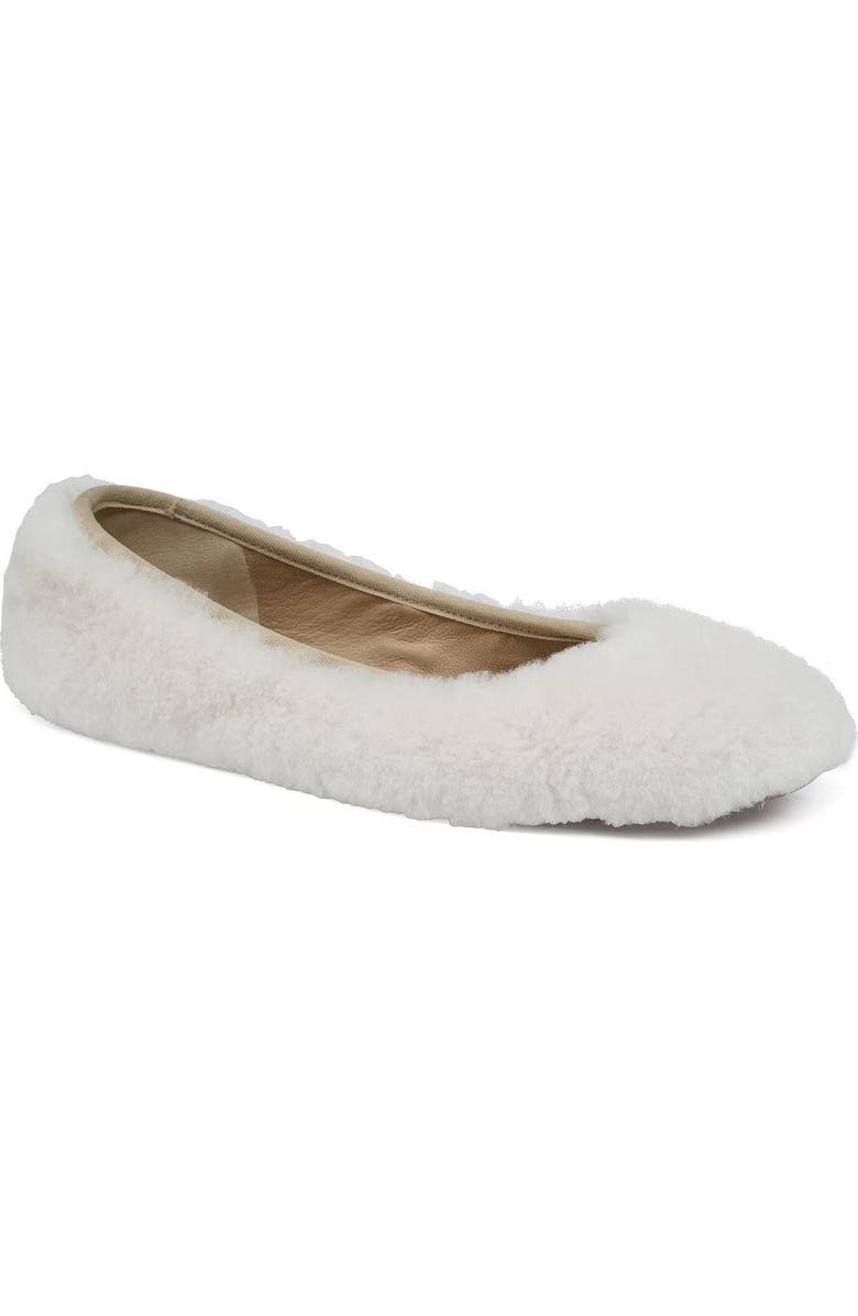 Grace Footwear Reims Genuine Shearling Ballet Flat, Main, color, Natural