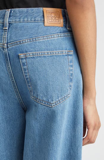 SS25【TOTEME】Wide Leg Organic Cotton Jeans in worn blue TOTEME Wide Leg Organic Cotton Jeans | Nordstrom