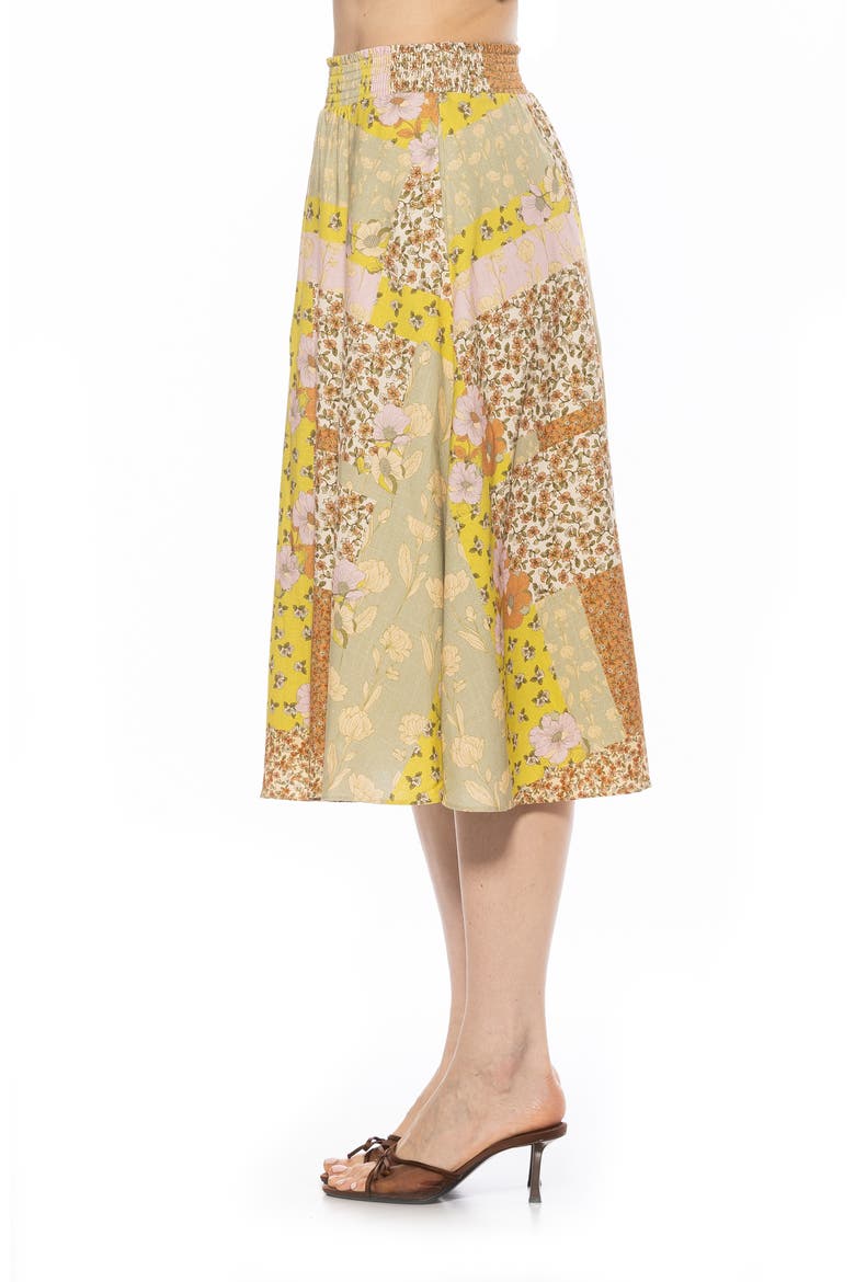 Kliene Floral Smocked A-Line Skirt, Alternate, color, BEIGE WILDFLOWERS