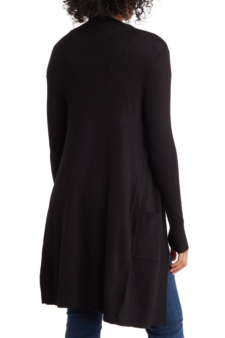 Hudson Mid Thigh Lightweight Cardigan, Alternate, color, BLACK