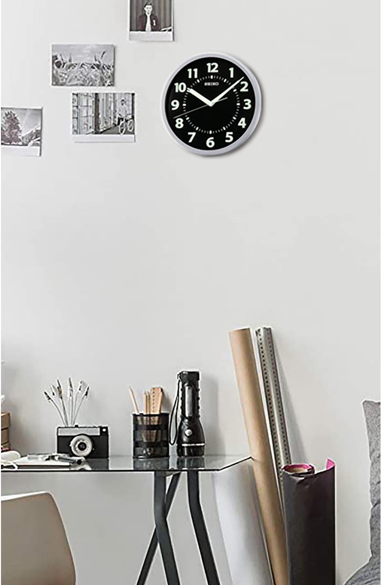 Seiko Luminous Easy Reader Wall Clock, Alternate, color, Silver