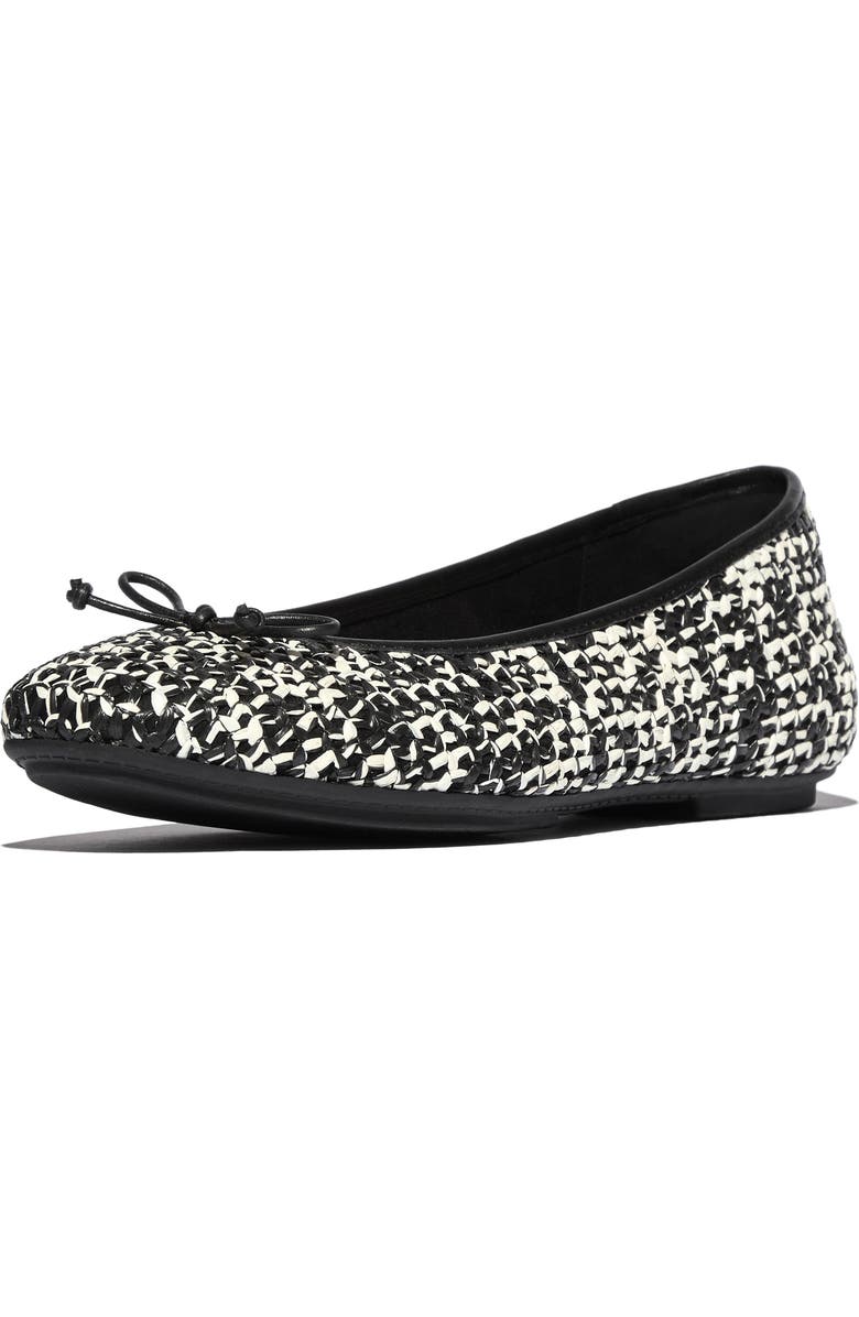 FitFlop Delicato Woven Mary Jane Flat, Alternate, color, Black/ Ivory Mix