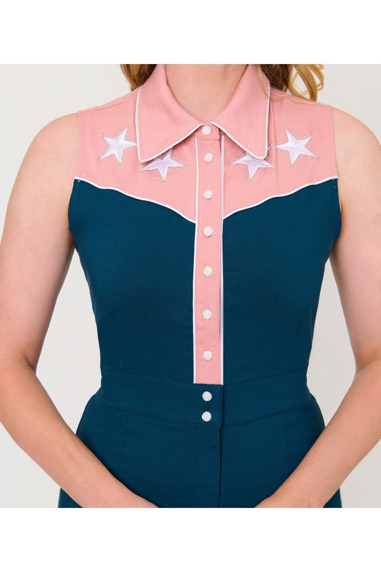 Rodeo Ready Romper, Alternate, color, Green & Pink w/ Embroidery