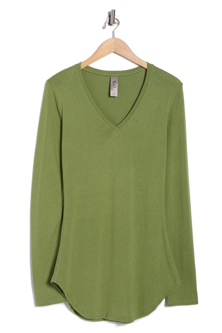 V-Neck Long Sleeve Knit T-Shirt, Alternate, color, AVENTURINE