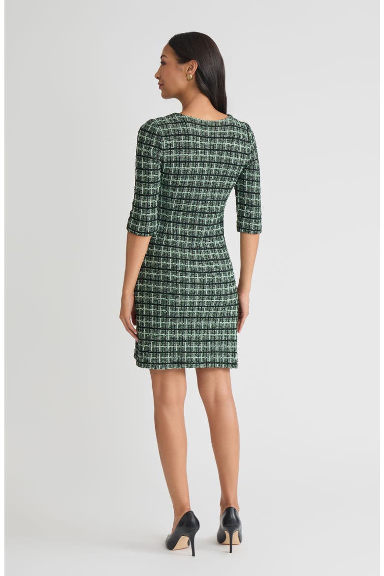 Plaid Multi-Stitch Knit Sheath Dress, Alternate, color, Dark Ivy/ Agave/ Black