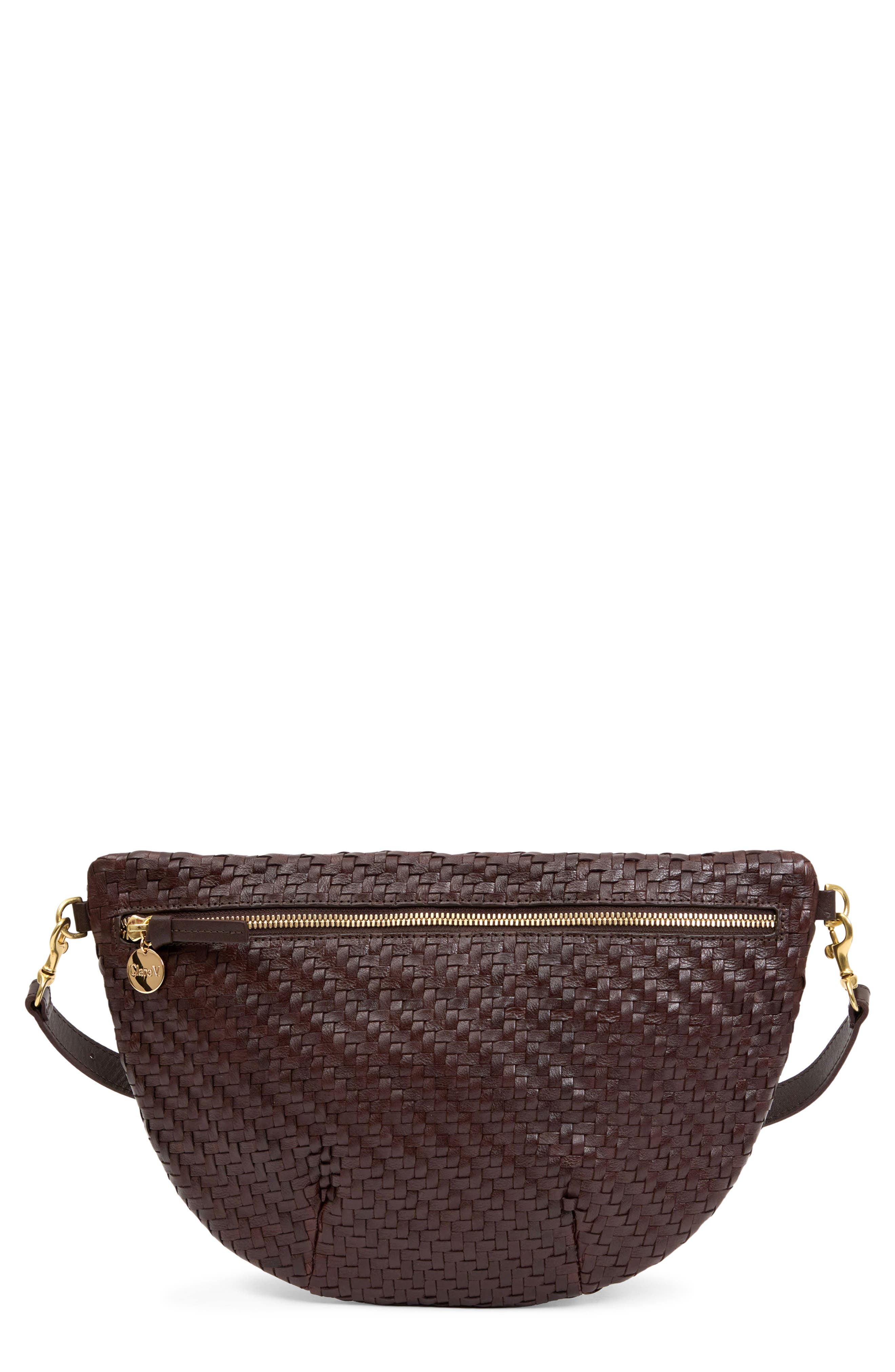 Grande Fanny Woven Leather Belt Bag, Main, color, CHOCOLATE