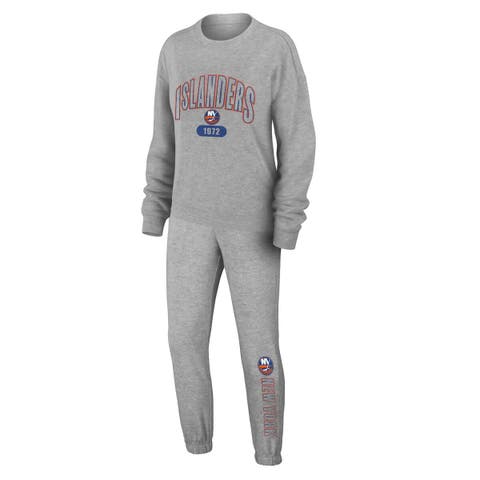 Women's WEAR by Erin Andrews Heather Gray New York Islanders Knit Long Sleeve Tri-Blend T-Shirt & Pants Sleep Set