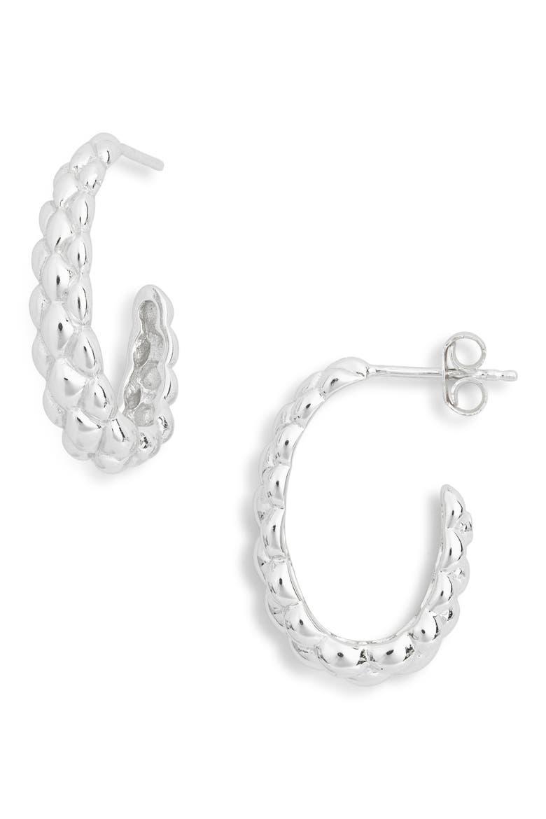 Pinecone Hoop Earrings, Main, color, SILVER
